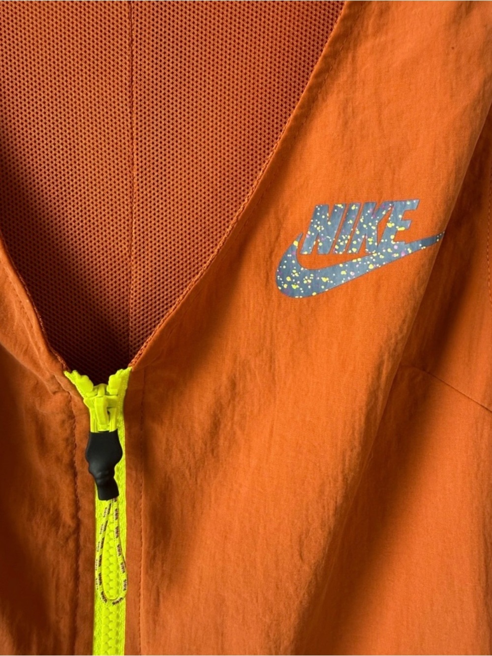 WOMEN NIKE ICON Rust Sleeveless Short Utility Jumpsuit with Neon Zip - Picture 3 of 3